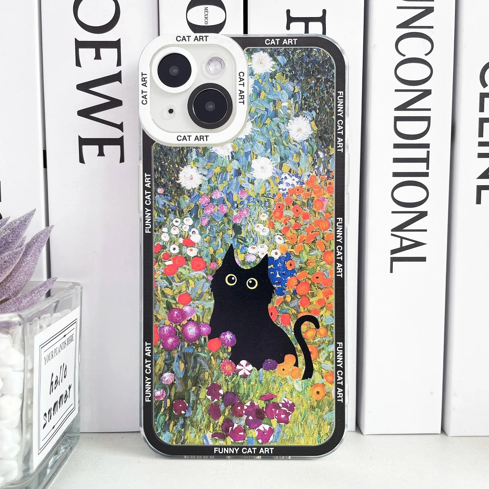 Impressionist Cat Cart Soft Phone Case for iPhone 15 14 13 12 Pro Max Pro Plus Mini
