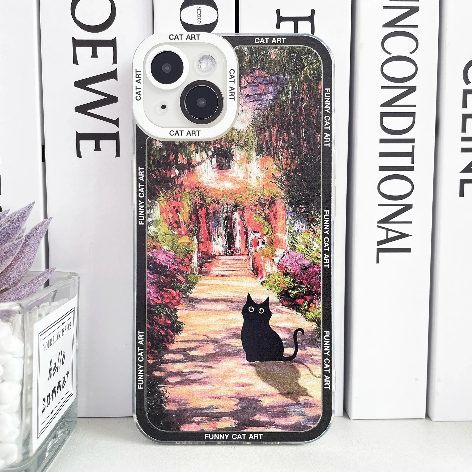Impressionist Cat Cart Soft Phone Case for iPhone 15 14 13 12 Pro Max Pro Plus Mini