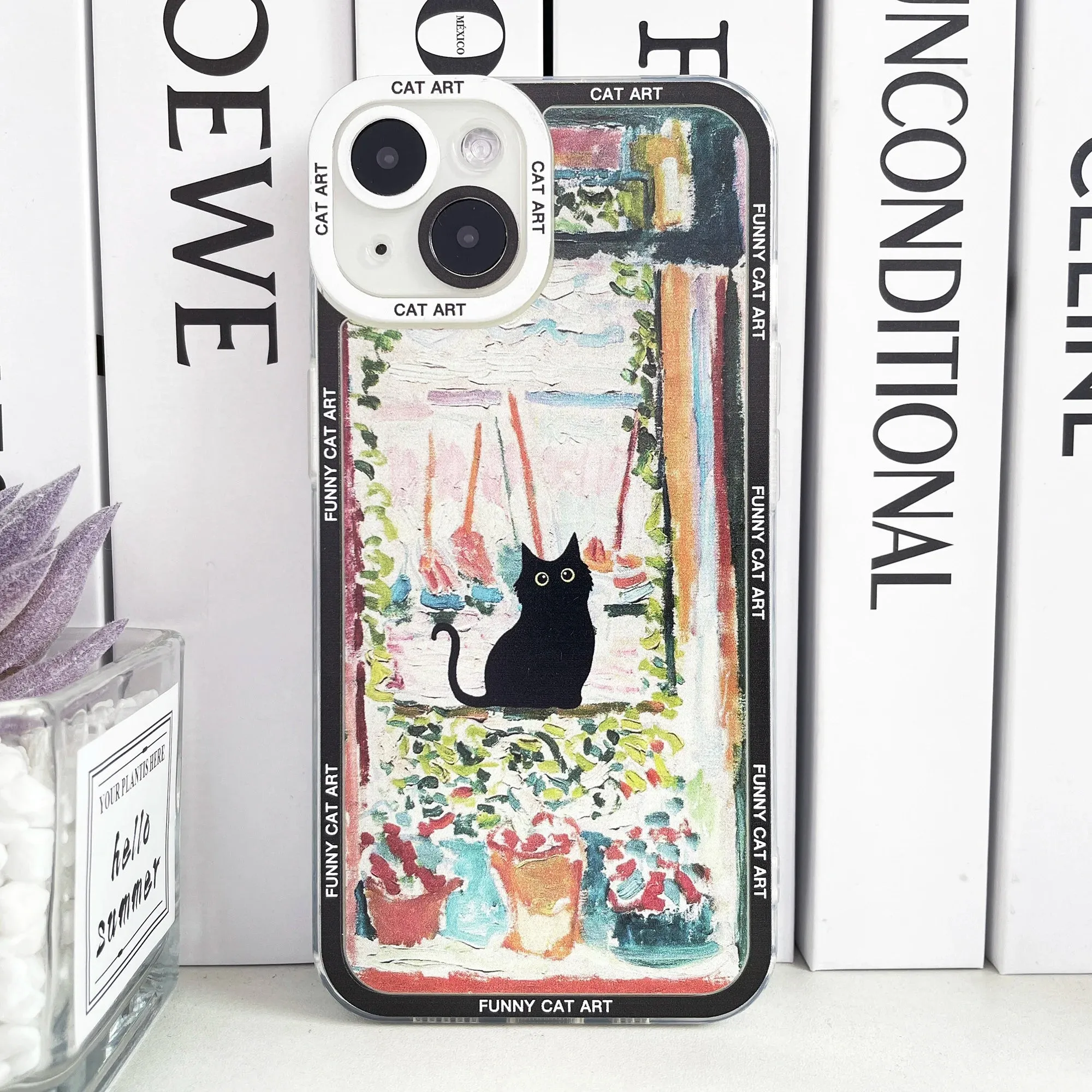 Impressionist Cat Cart Soft Phone Case for iPhone 15 14 13 12 Pro Max Pro Plus Mini