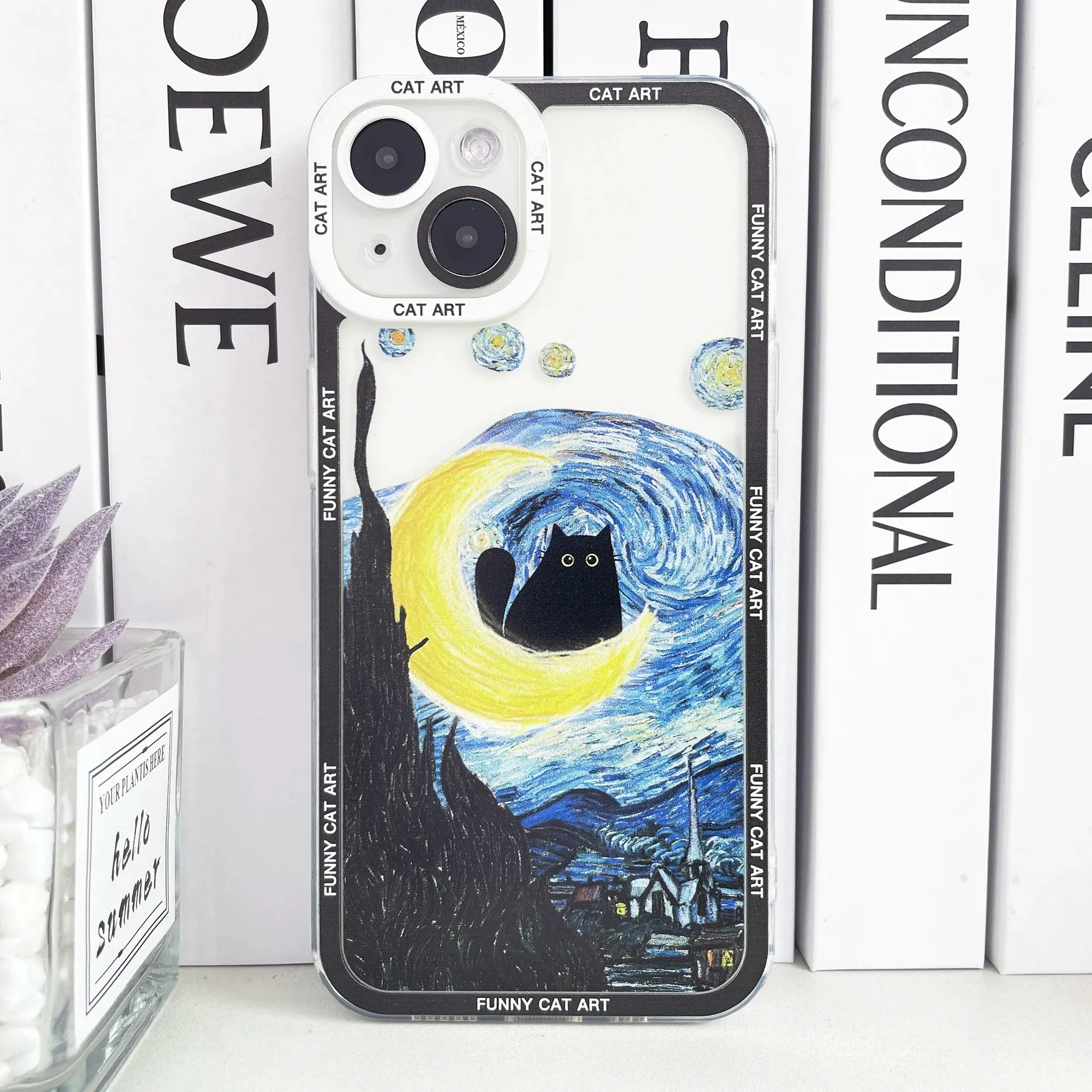 Impressionist Cat Cart Soft Phone Case for iPhone 15 14 13 12 Pro Max Pro Plus Mini