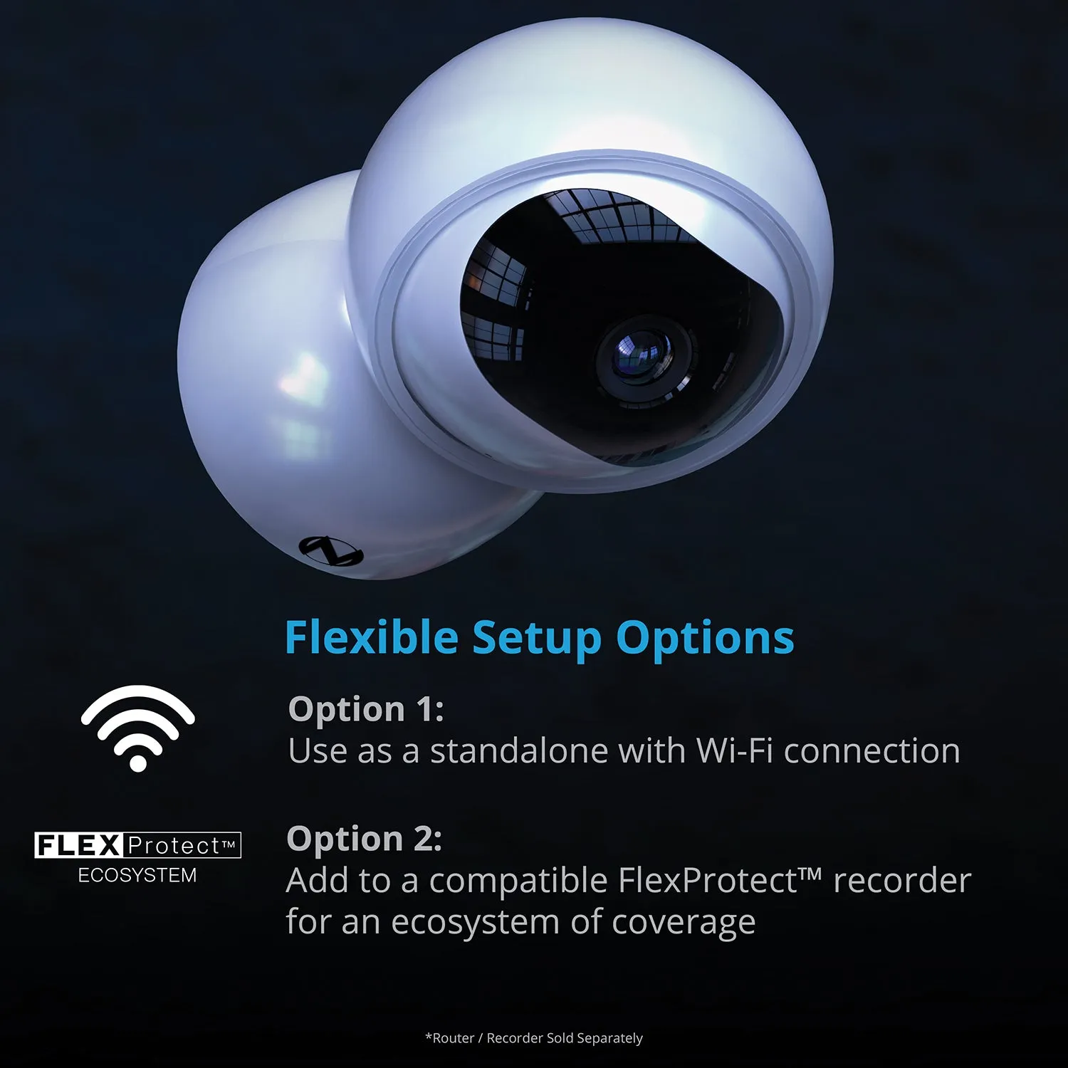 Indoor Wi-Fi IP Plug In 3MP Deterrence Camera with Pan, Tilt and 2-Way Audio - White