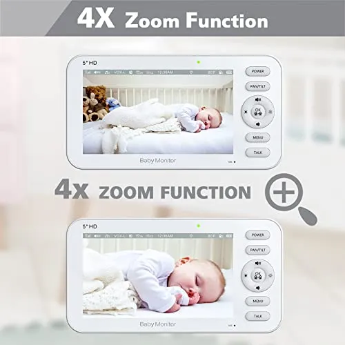 Itomoro Video Baby Monitor with 5" Display 720p HD Resolution no WiFi, Baby Monitor with Camera and Audio Night Vision, , 1000ft Range, 22 Hours Battery Life, 2-Way Audio Talk and Lullabies