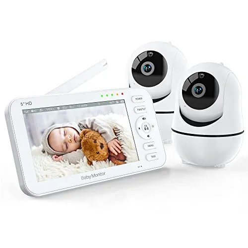 Itomoro Video Baby Monitor with 5" Display 720p HD Resolution no WiFi, Baby Monitor with Camera and Audio Night Vision, , 1000ft Range, 22 Hours Battery Life, 2-Way Audio Talk and Lullabies