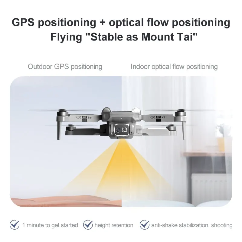 K80Air 2S RC Drone GPS Profesional EIS HD Dual Camera Brushless Motor Foldable Quadcopter