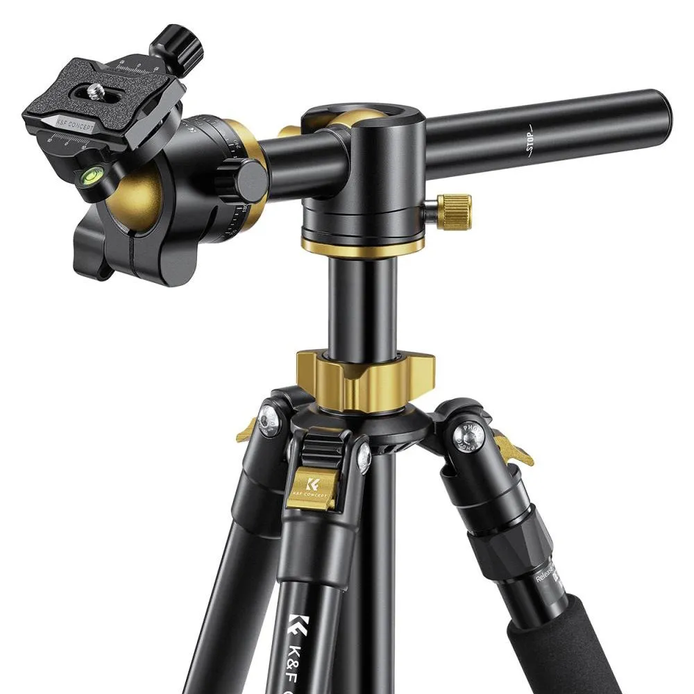 K&F Concept KF09 Series 2-in-1 Aluminum Multifunctional Camera Tripod Monopod Detachable 67 inches/1.7m Transverse Center with Inverted & Overhead Shooting, 12kg Load, Twist Lock, 32mm Metal Ball Head for DSLR Canon Nikon Sony | KF09-085V