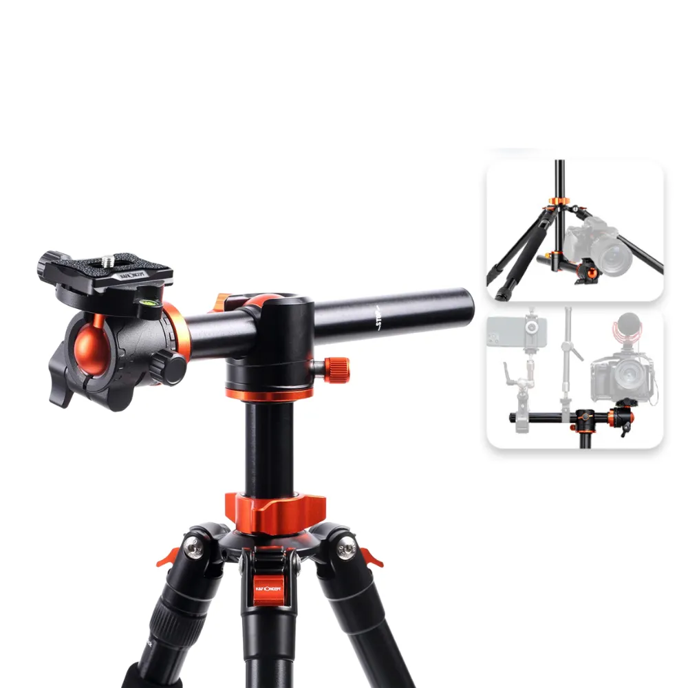 K&F Concept KF09 Series 2-in-1 Aluminum Multifunctional Camera Tripod Monopod Detachable 67"/1.7m Transverse Center with Inverted & Overhead Shooting, 10kg Load, Twist Lock, 28mm Metal Ball Head for DSLR Canon Nikon Sony | KF09-085V1