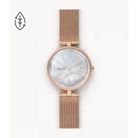 Karolina Solar-Powered Rose-Tone Steel Mesh Watch - SKW2980