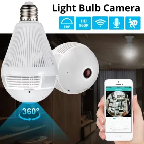 KERUI LED Light 960P Wireless Panoramic Home Security WiFi CCTV Fisheye Bulb Lamp IP Camera 360 Degree Home Security Burglar