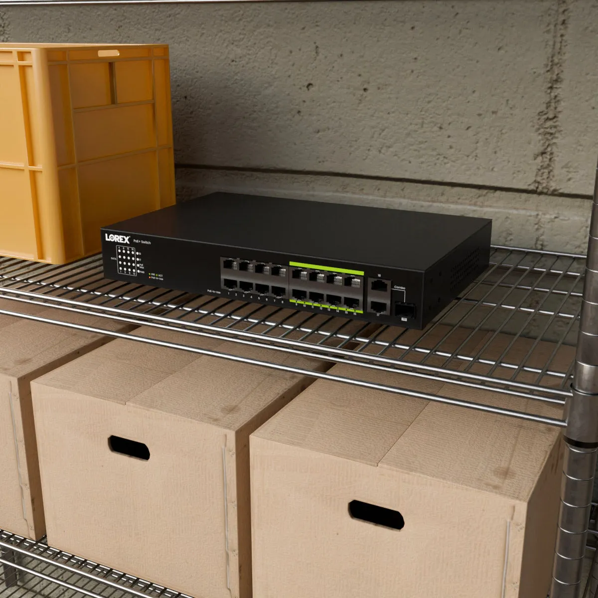 Lorex 16-Port Unmanaged Switch (8-port ePoE and 8-port PoE ) and 250W Power Budget
