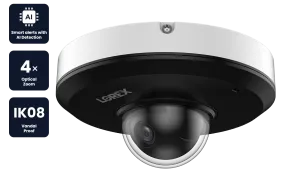 Lorex 2K (4MP) IP Wired Mini PTZ Security Camera with AI Detection and 4x Optical Zoom