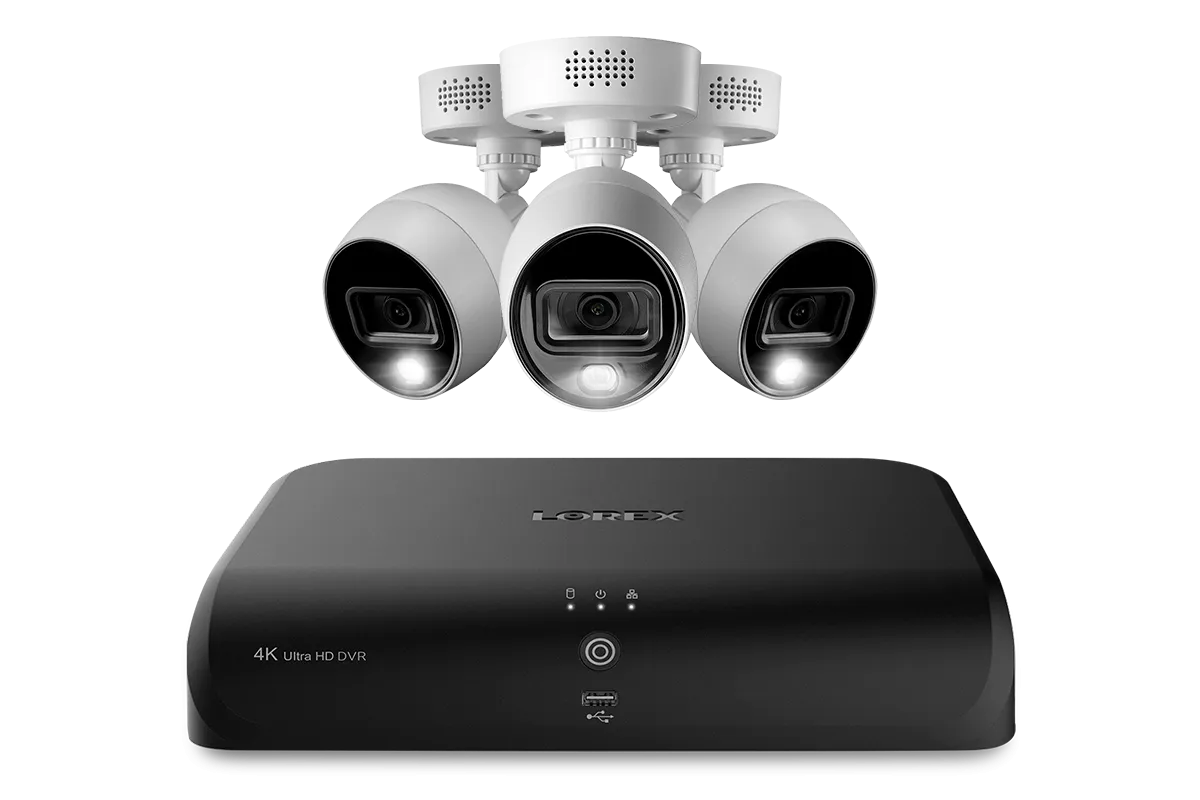 Lorex 4K (8 Camera Capable) 2TB Wired DVR System with Active Deterrence Bullet Cameras