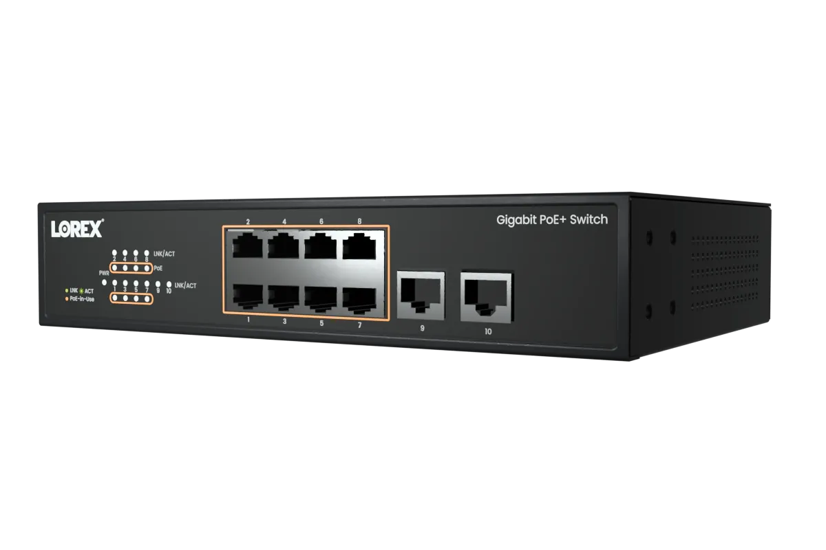 Lorex 8-Port Ethernet Gigabit Ethernet PoE  Unmanaged Switch with 120W PoE Budget