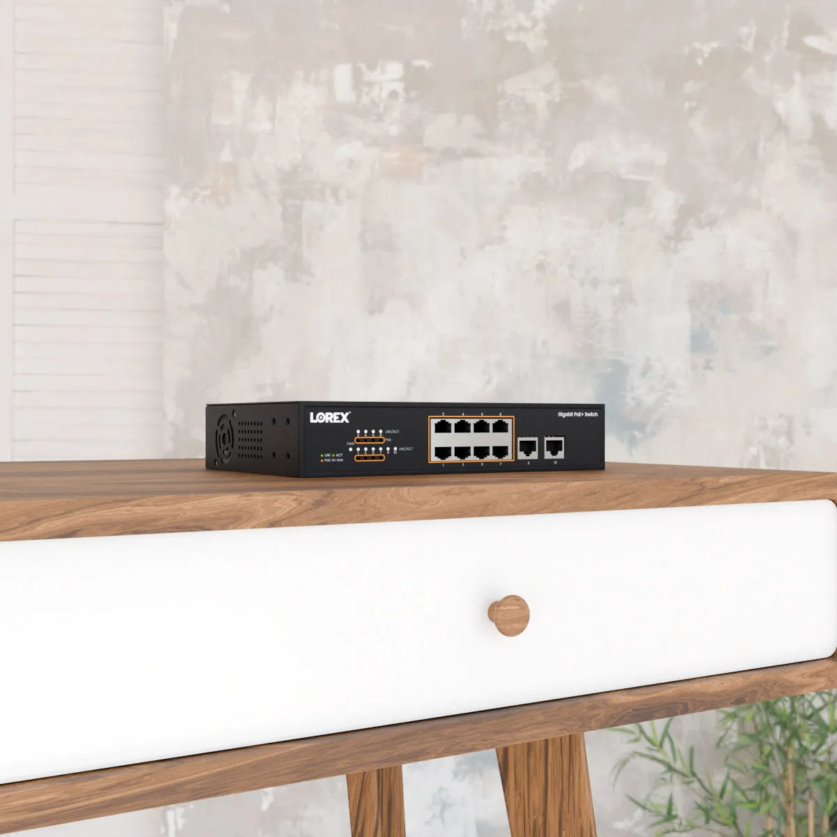Lorex 8-Port Ethernet Gigabit Ethernet PoE  Unmanaged Switch with 120W PoE Budget