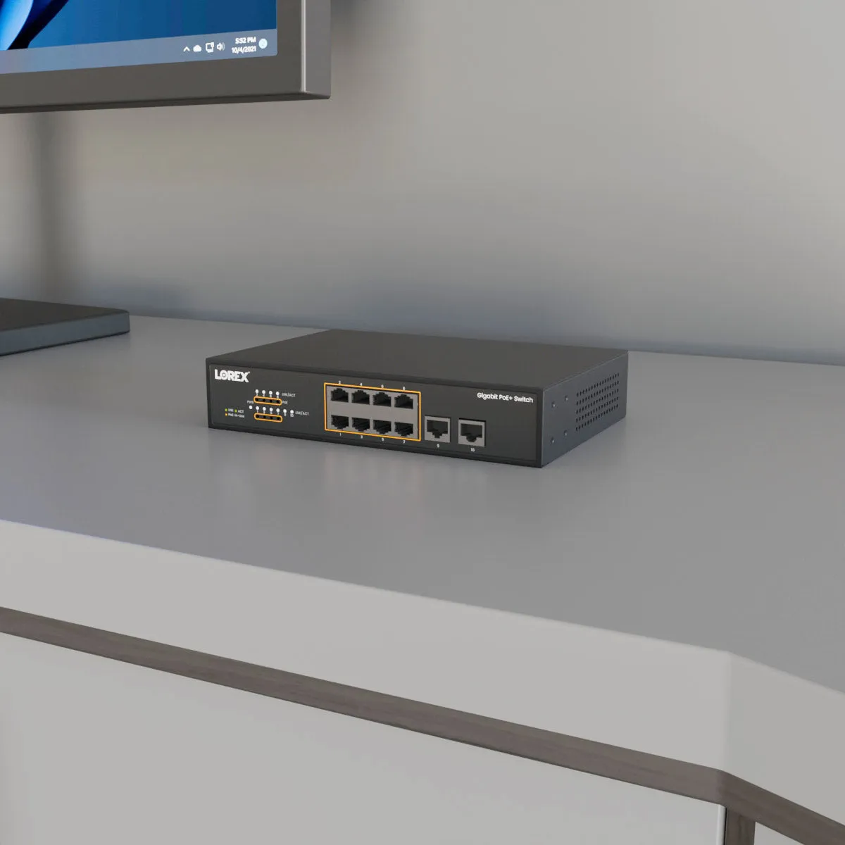 Lorex 8-Port Ethernet Gigabit Ethernet PoE  Unmanaged Switch with 120W PoE Budget