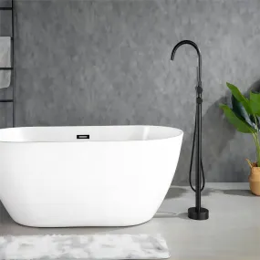 Matte Black Classic Independent Freestanding Tub Filler Faucet with Handheld Shower 360° Swivel Spout