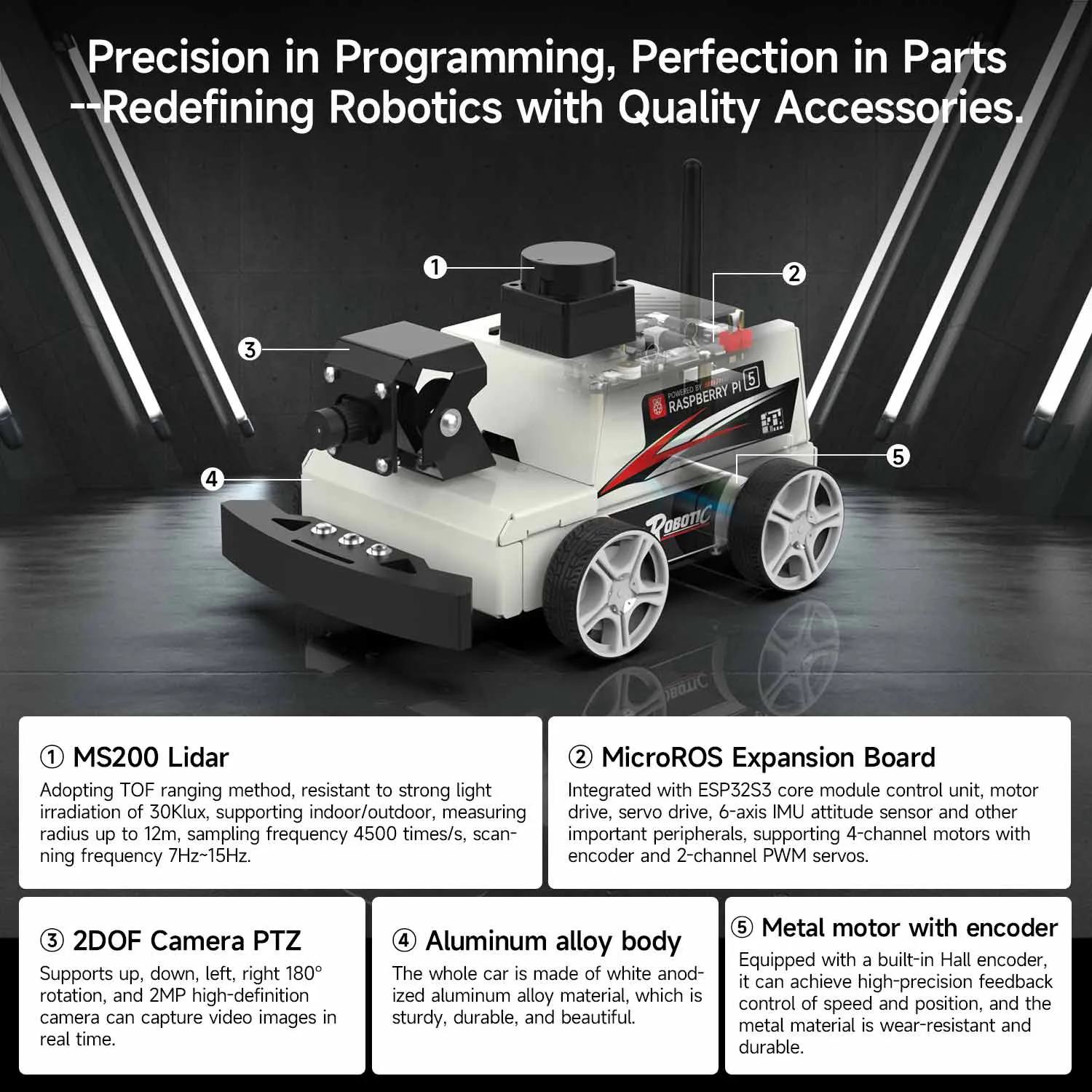 MicroROS-Pi5 ROS2 Robot Car for Raspberry Pi 5 (ROS2-HUMBLE   Python3)