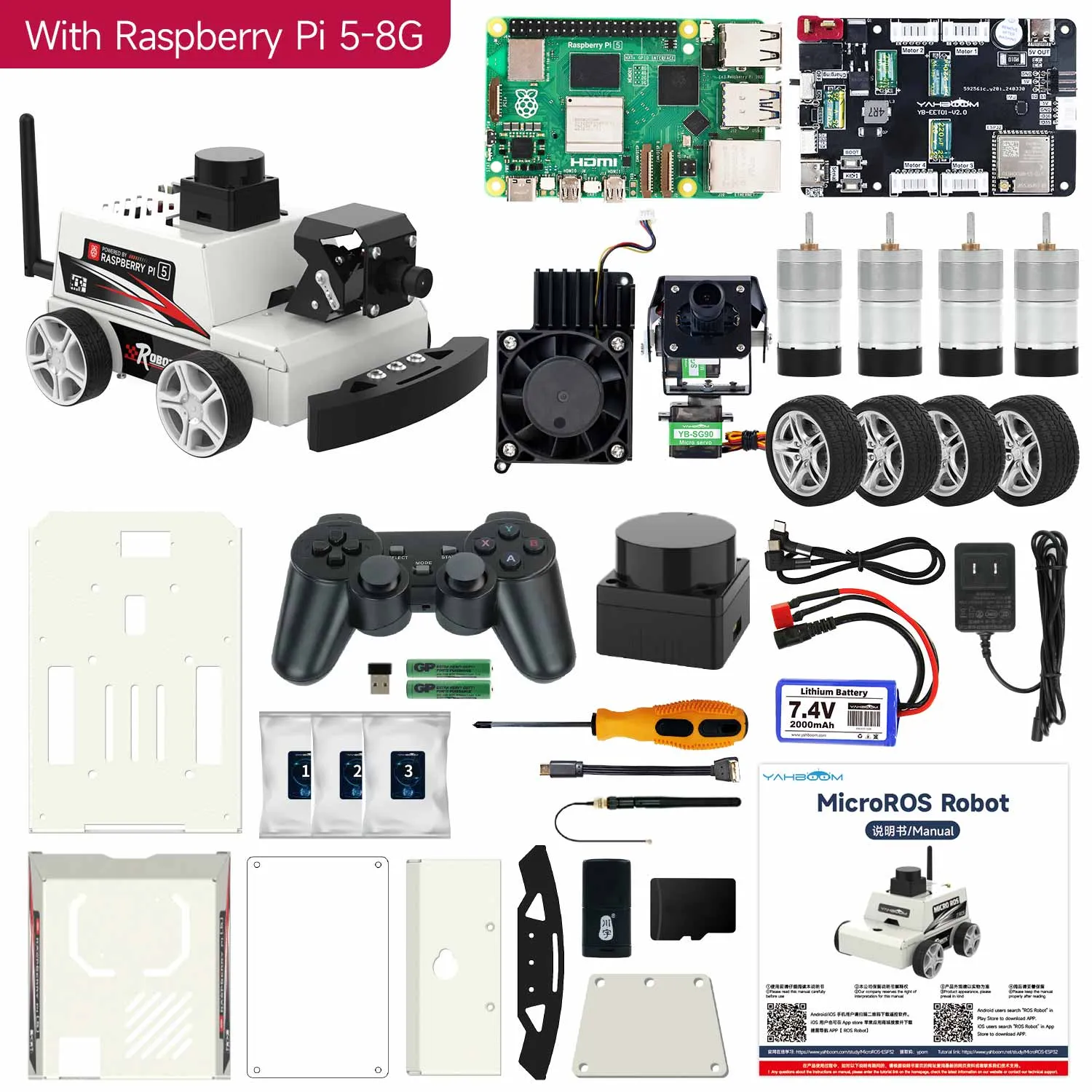 MicroROS-Pi5 ROS2 Robot Car for Raspberry Pi 5 (ROS2-HUMBLE   Python3)
