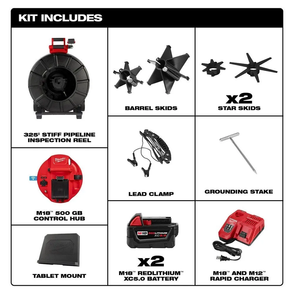 Milwaukee 2976-22 M18 325’ Stiff Pipeline Inspection System