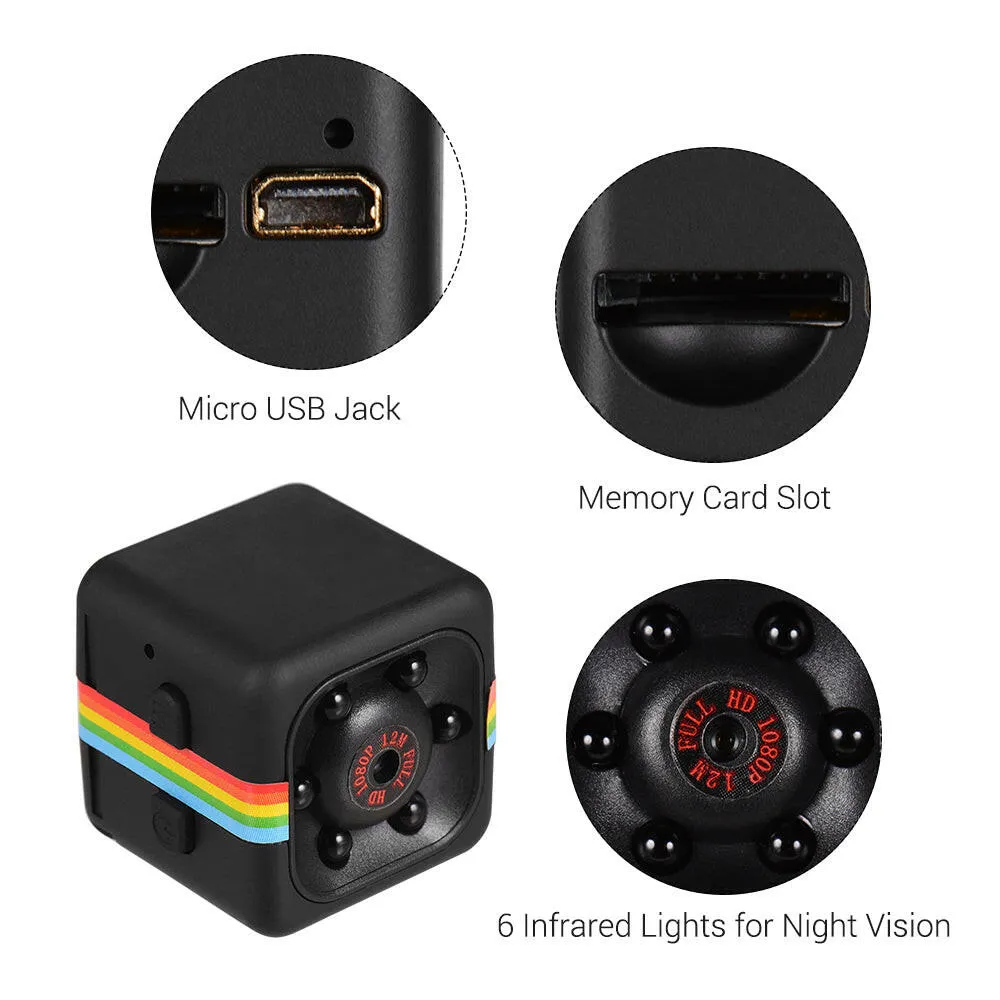 Mini Cube Camera 1080P Video 120°  Wide Angle 32GB Extended Memory Built-in Battery