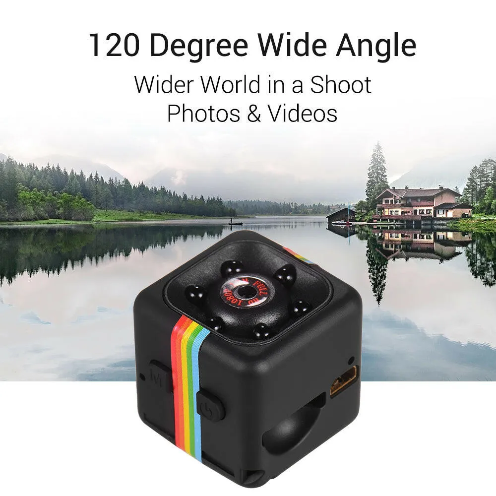 Mini Cube Camera 1080P Video 120°  Wide Angle 32GB Extended Memory Built-in Battery