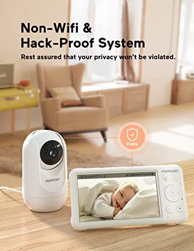 Momcozy Video Baby Monitor, 1080P 5" HD Baby Monitor with Camera and Audio, Infrared Night Vision, 5000mAh Battery, 2-Way Audio, Wide-angle View Temperature Sensor Lullabies and 960ft Range Ideal Gift