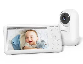 Momcozy Video Baby Monitor, 1080P 5" HD Baby Monitor with Camera and Audio, Infrared Night Vision, 5000mAh Battery, 2-Way Audio, Wide-angle View Temperature Sensor Lullabies and 960ft Range Ideal Gift