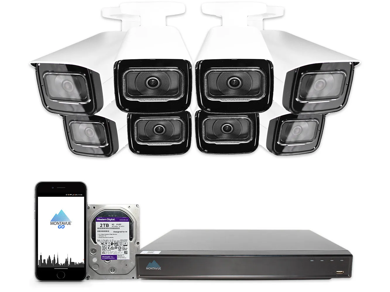 MTB8110 Package | 4K Acupick Bullet Cameras and 5 Series 8 Channel AI NVR with 2TB HDD