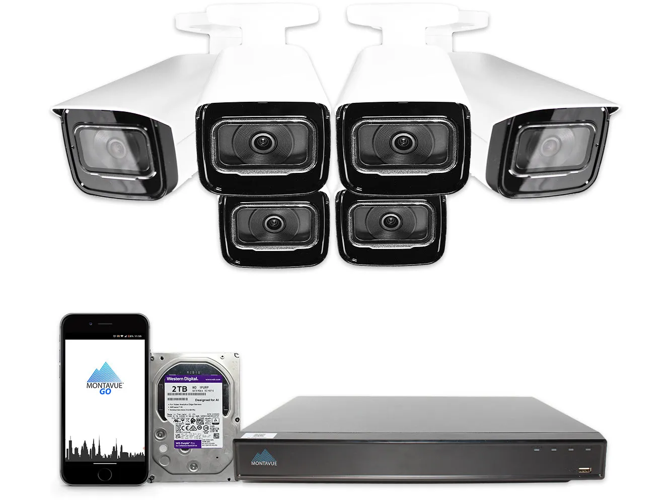 MTB8110 Package | 4K Acupick Bullet Cameras and 5 Series 8 Channel AI NVR with 2TB HDD