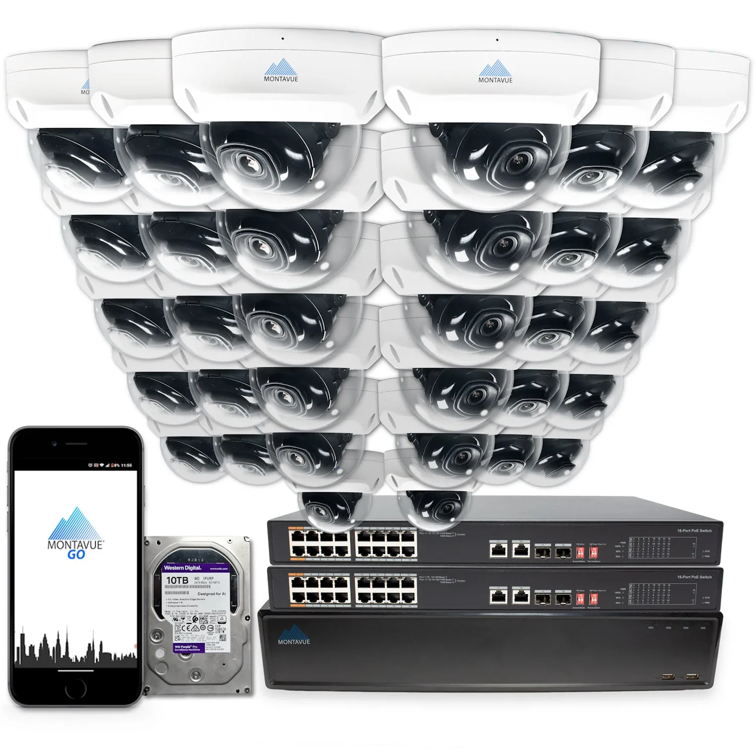 MTD4095 Package | 4MP 2K SMD  Dome Cameras and 64 Channel NVR with 10TB HDD