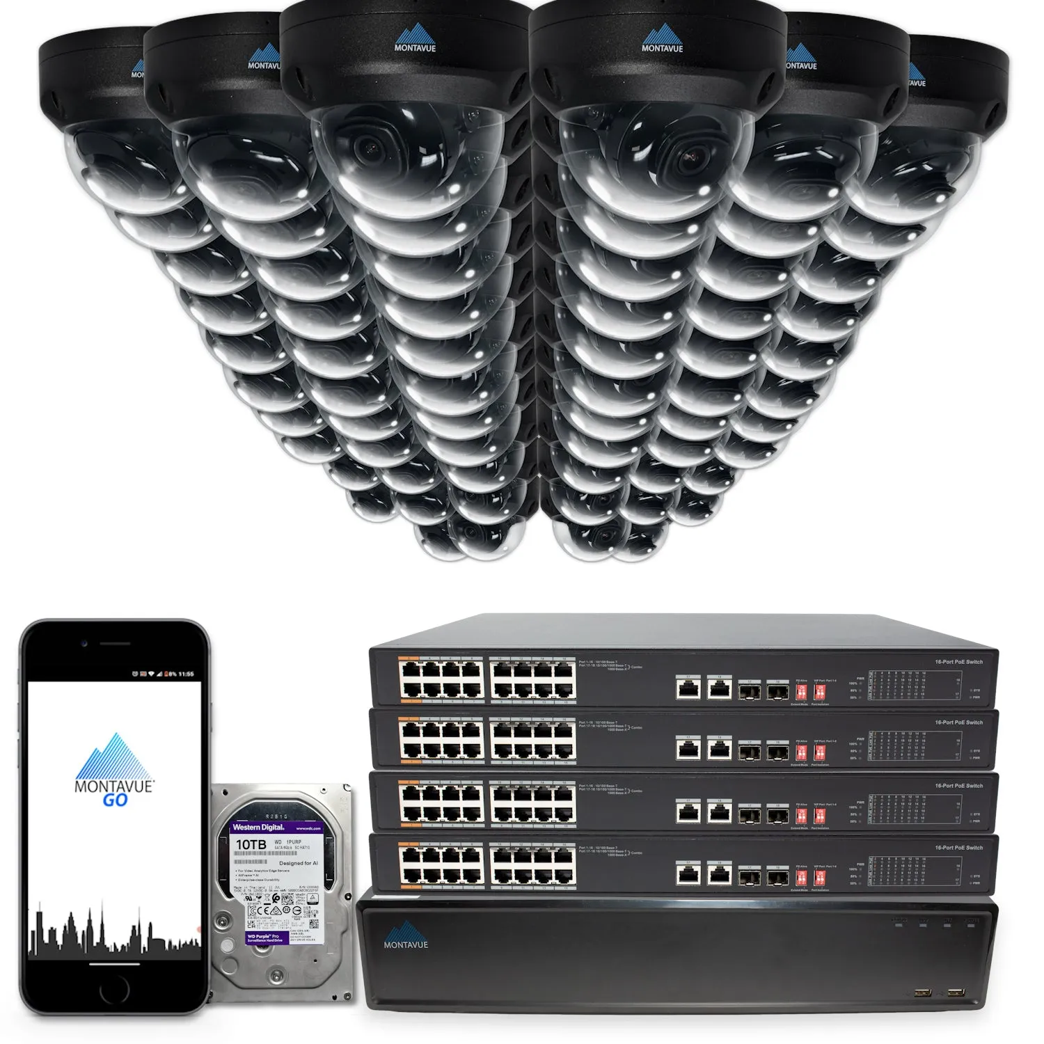 MTD4095 Package | 4MP 2K SMD  Dome Cameras and 64 Channel NVR with 10TB HDD