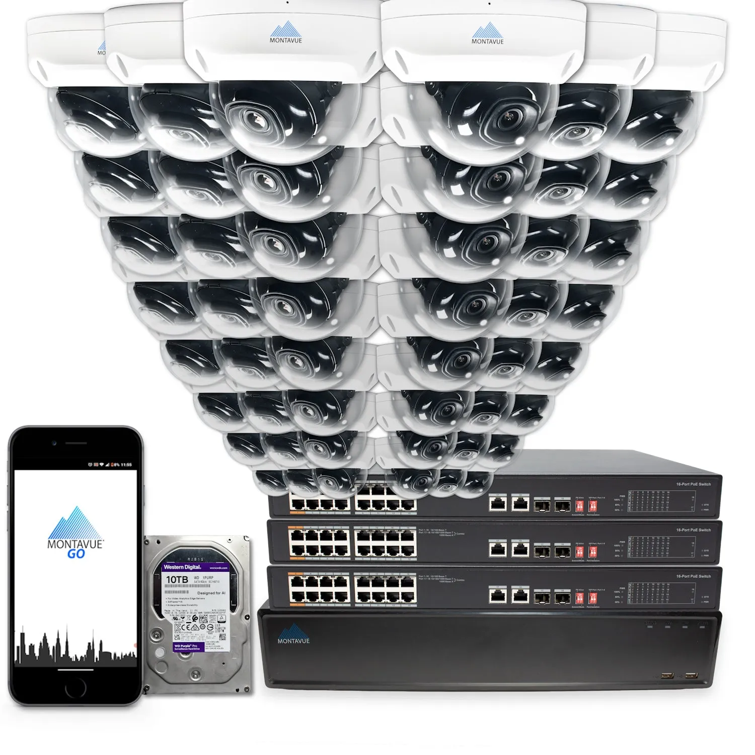 MTD4095 Package | 4MP 2K SMD  Dome Cameras and 64 Channel NVR with 10TB HDD
