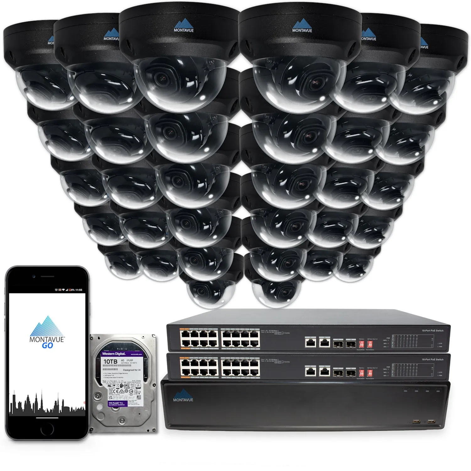 MTD4095 Package | 4MP 2K SMD  Dome Cameras and 64 Channel NVR with 10TB HDD