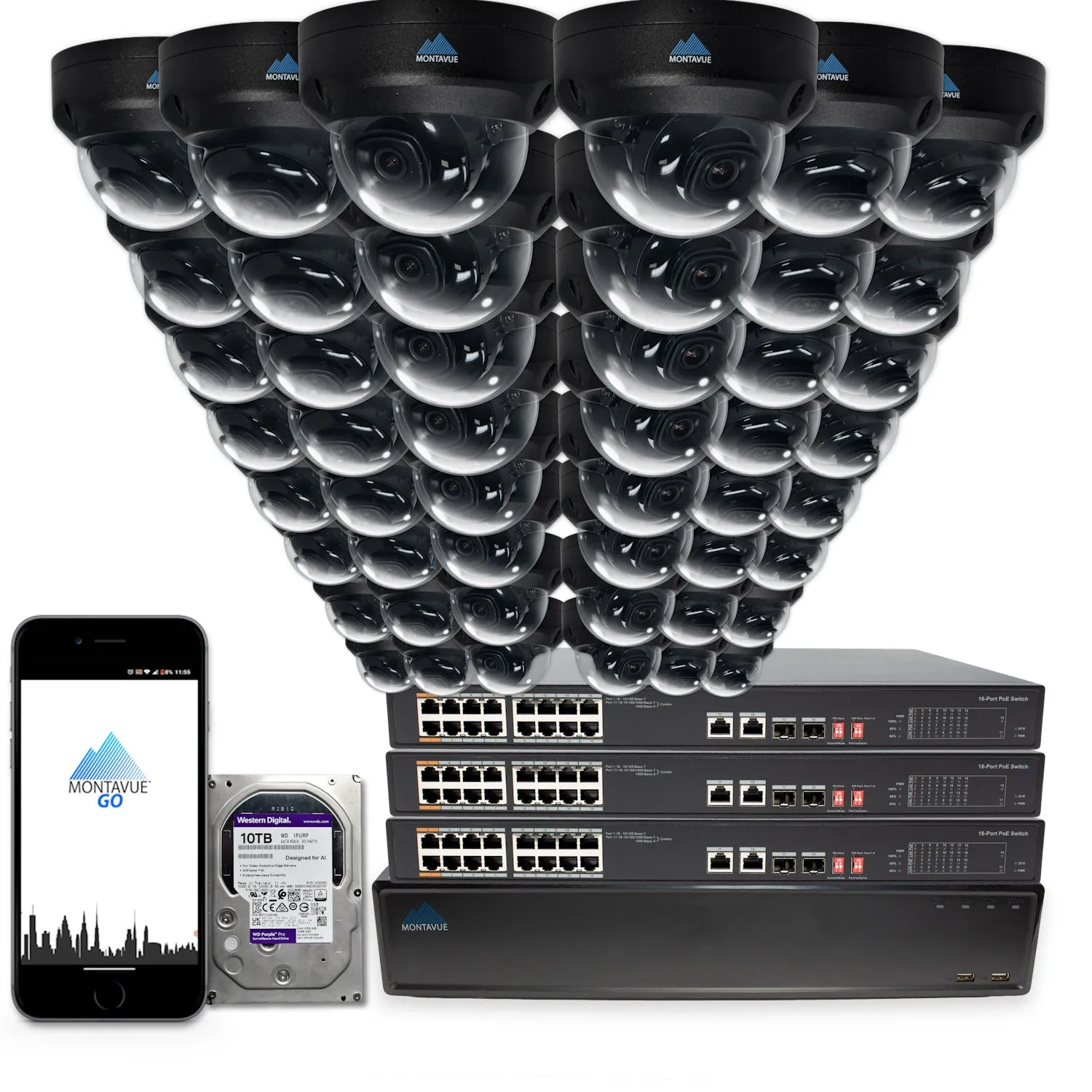 MTD4095 Package | 4MP 2K SMD  Dome Cameras and 64 Channel NVR with 10TB HDD