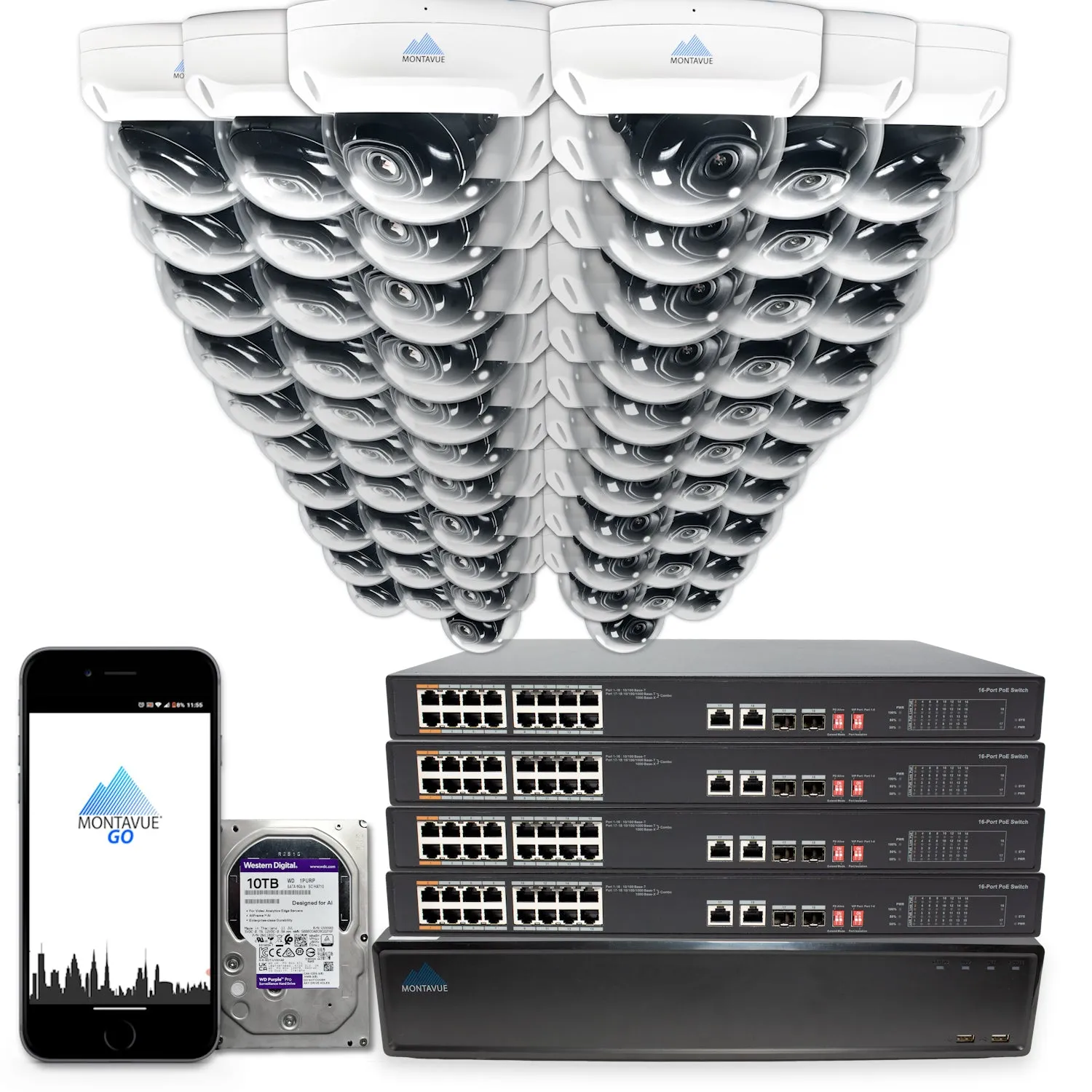 MTD4095 Package | 4MP 2K SMD  Dome Cameras and 64 Channel NVR with 10TB HDD