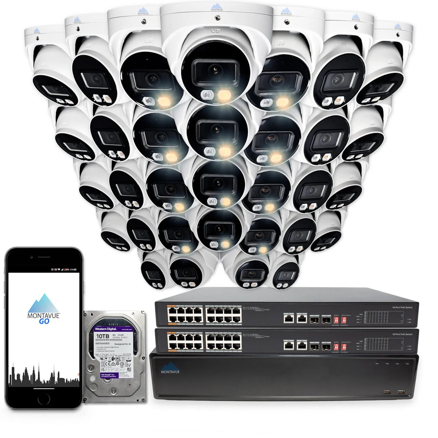 MTT8095 Package | 8MP 4K SMD  Turret Cameras and 64 Channel NVR with 10TB HDD