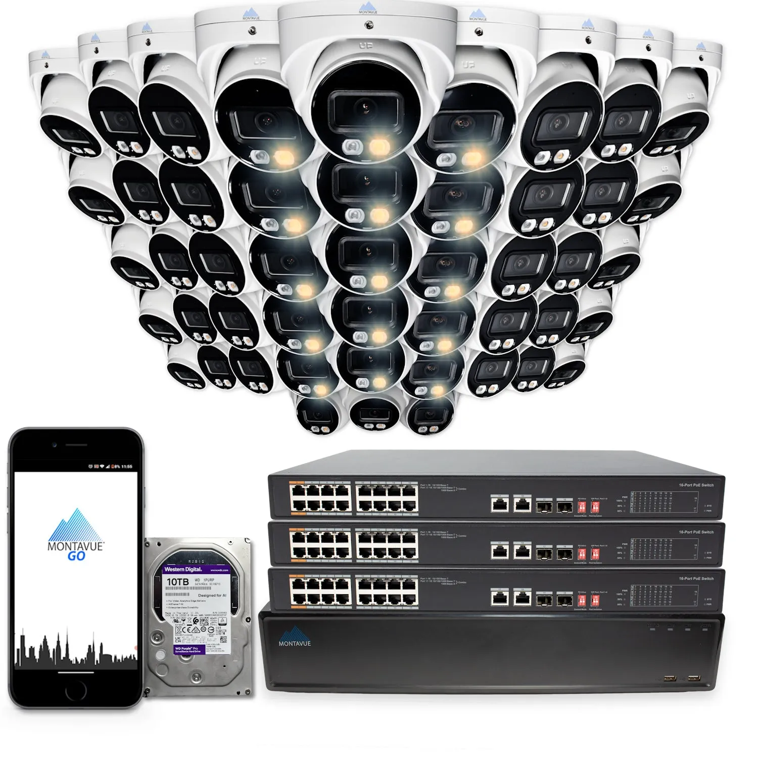 MTT8095 Package | 8MP 4K SMD  Turret Cameras and 64 Channel NVR with 10TB HDD