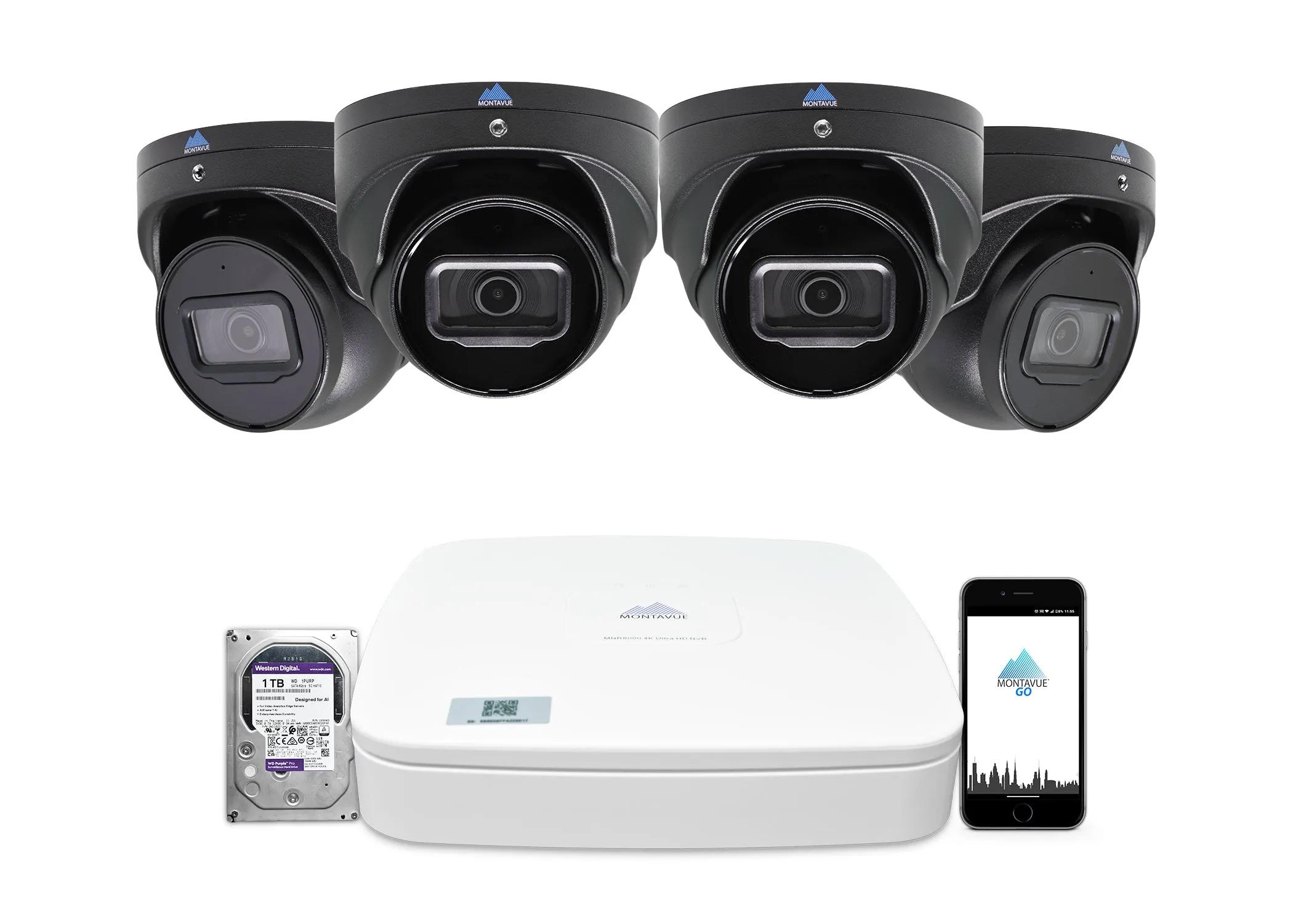 MTT8106-SMD Package | 8MP 4K Smart Motion Turret Cameras and 4 Channel NVR with 1TB HDD