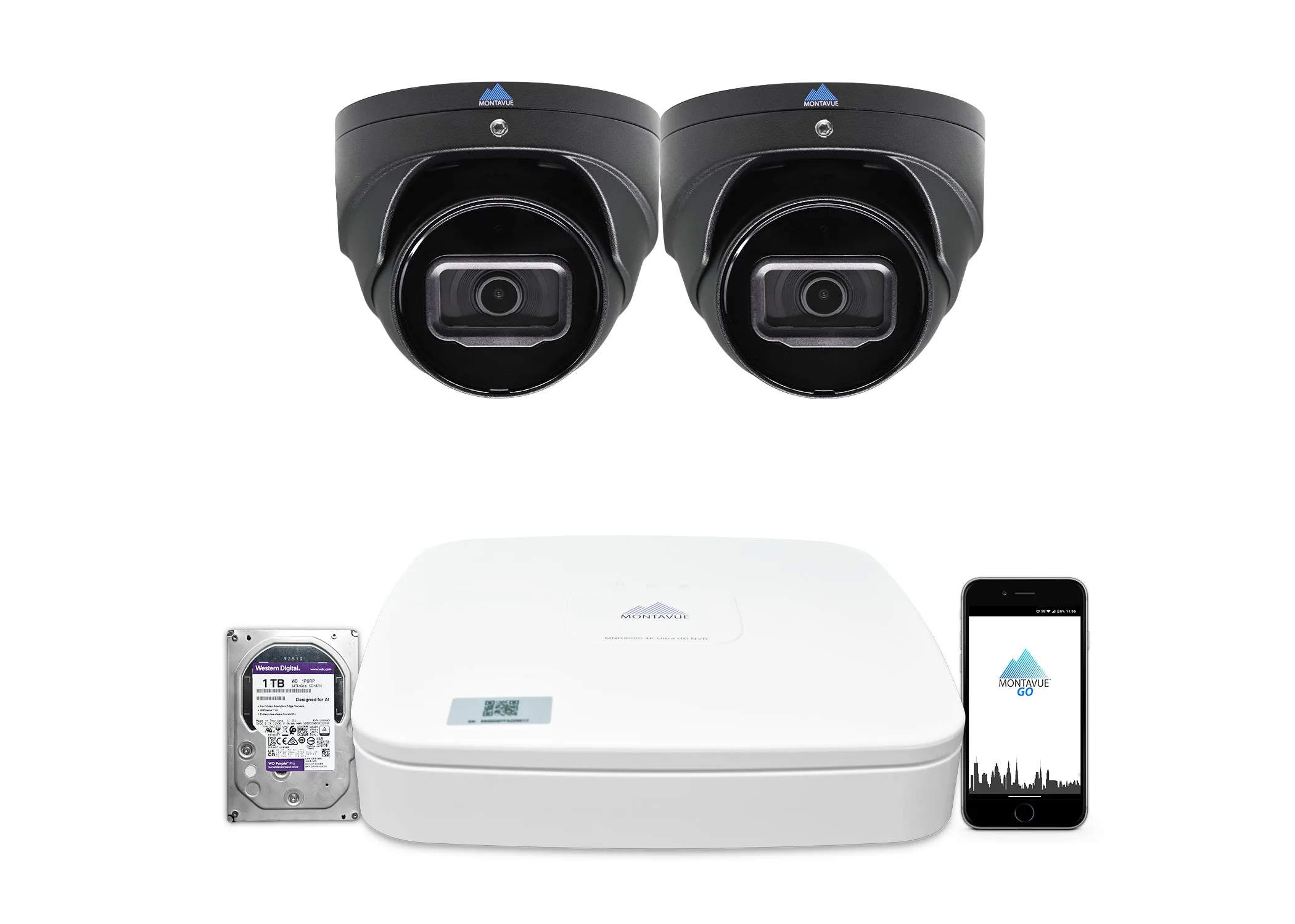 MTT8106-SMD Package | 8MP 4K Smart Motion Turret Cameras and 4 Channel NVR with 1TB HDD