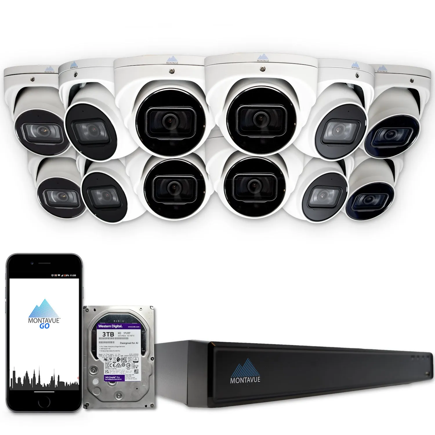 MTT8108-X Package | 8MP 4K SMD 4.0 Turret Cameras and 16 Channel NVR with 3TB HDD