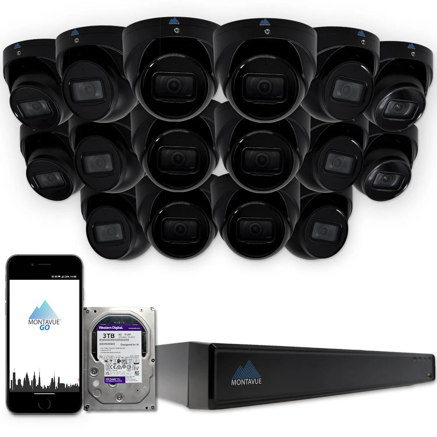 MTT8108-X Package | 8MP 4K SMD 4.0 Turret Cameras and 16 Channel NVR with 3TB HDD