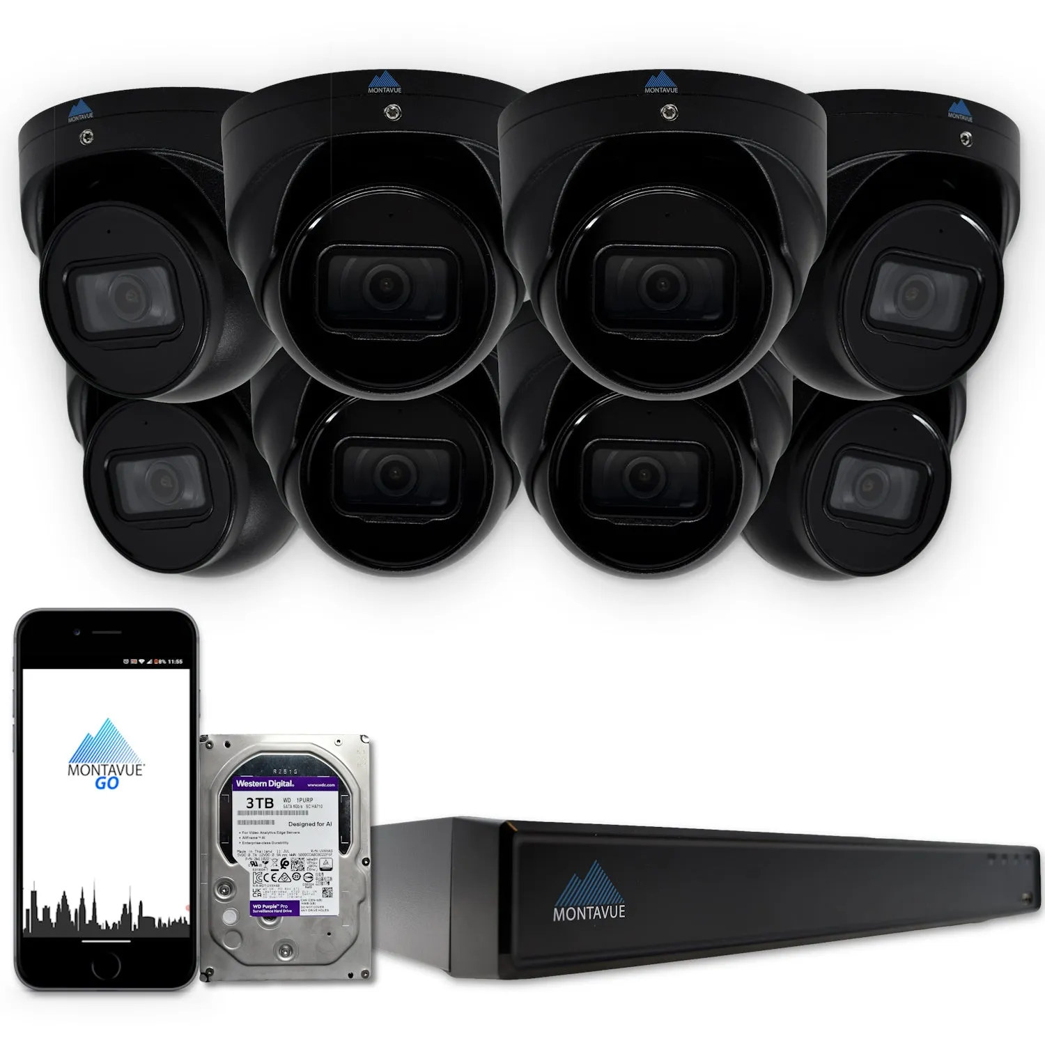 MTT8108-X Package | 8MP 4K SMD 4.0 Turret Cameras and 16 Channel NVR with 3TB HDD