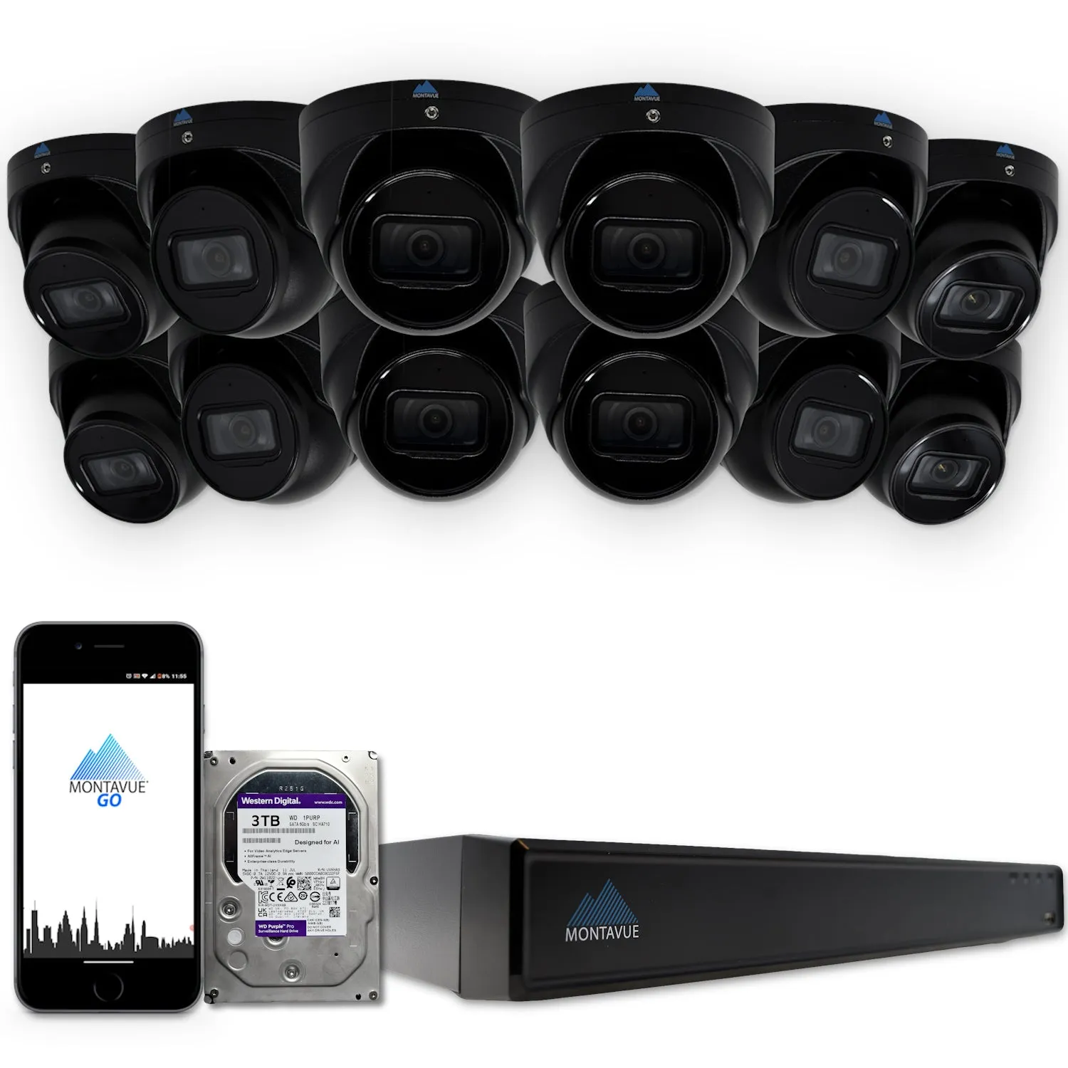 MTT8108-X Package | 8MP 4K SMD 4.0 Turret Cameras and 16 Channel NVR with 3TB HDD