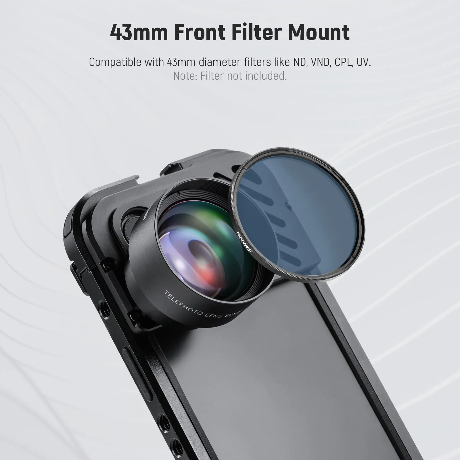 NEEWER LS-41 2x Telephoto Lens with 17mm Lens Thread