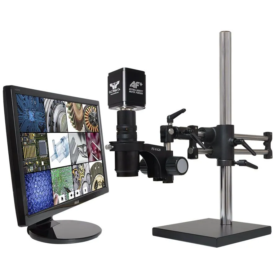 OC White TKMACZ-AF-LV2 MacroZoom AF  Intelligent Auto Focus HD Video Inspection System with Dual Boom Stand, 22" LCD Monitor & LED Ring Light