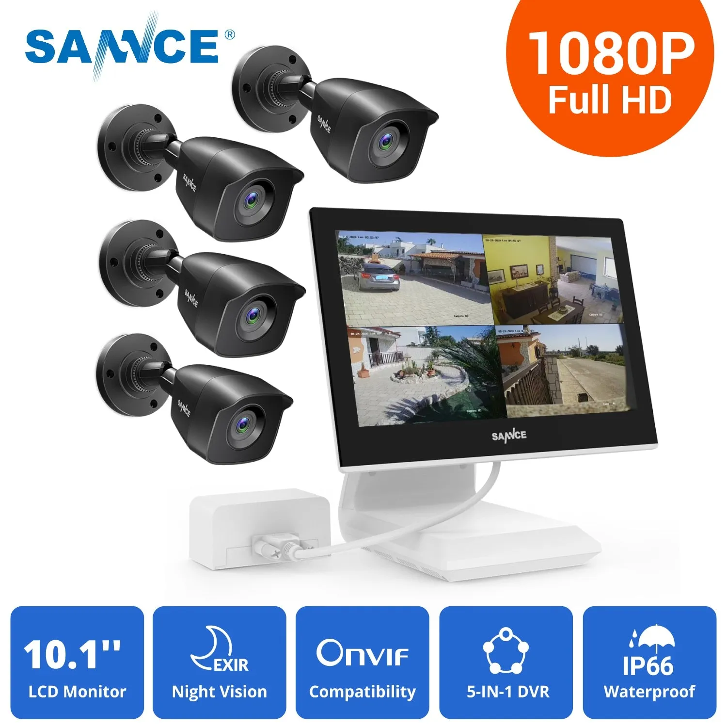 Outdoor CCTV 4CH Video Surveillance DVR  Monitor
