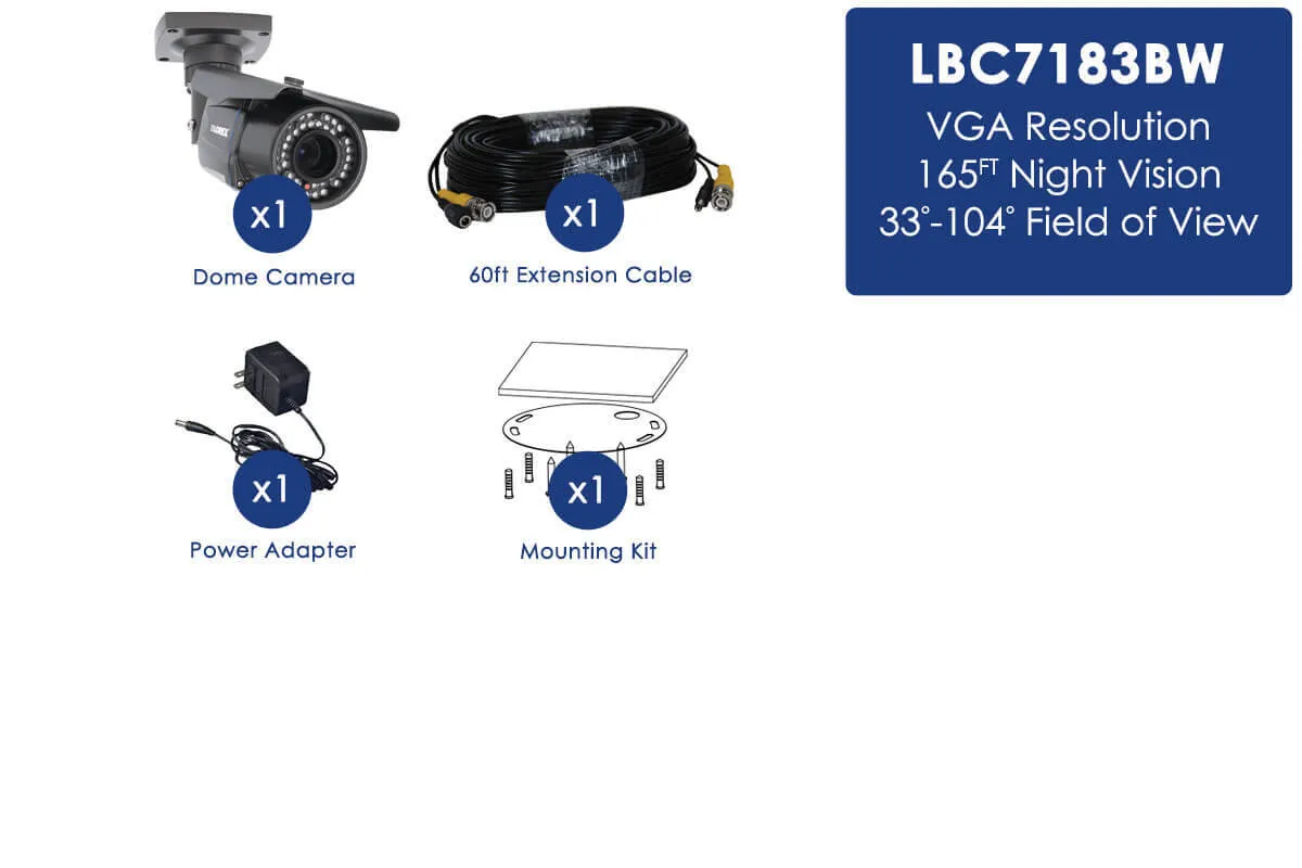Outdoor Security Camera with Varifocal Zoom Lens - 165FT Night Vision
