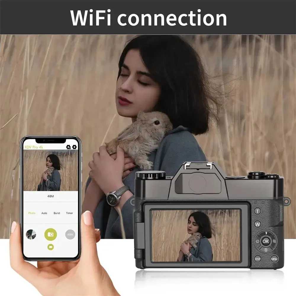 OUTMIX 4K HD Professional Digital Camera - Outdoor Camcorder with 16X Zoom, 3-Inch Flip Screen, and WIFI for Photography &amp; Videography