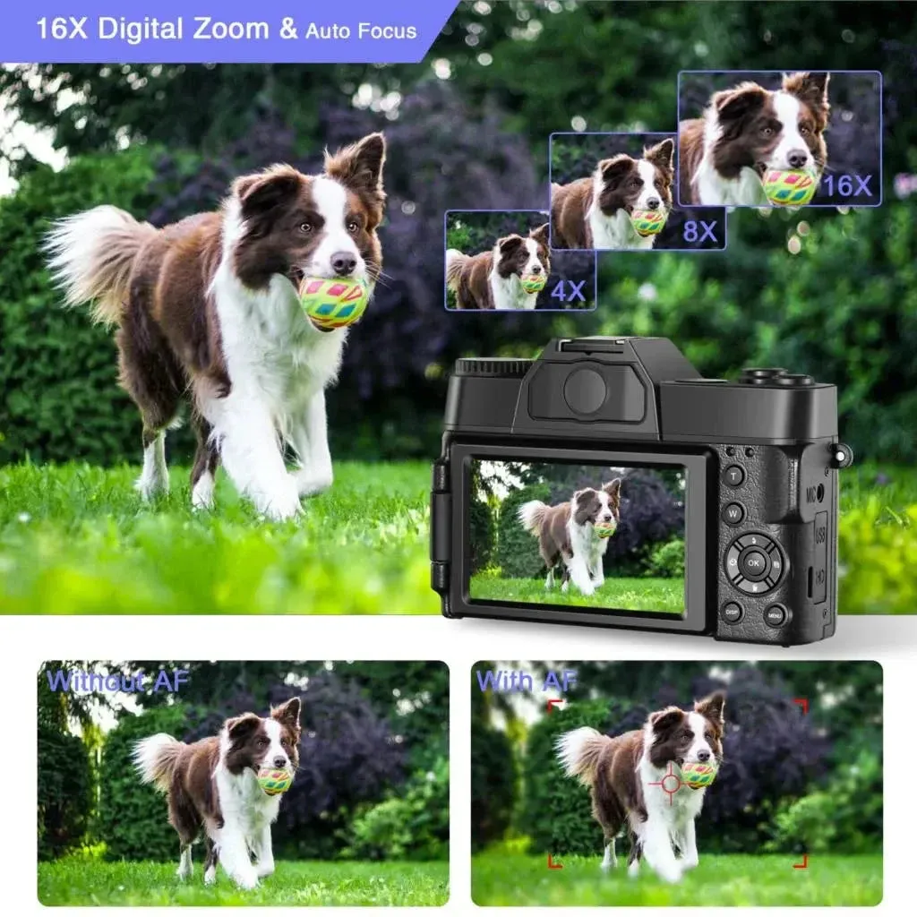 OUTMIX 4K HD Professional Digital Camera - Outdoor Camcorder with 16X Zoom, 3-Inch Flip Screen, and WIFI for Photography &amp; Videography