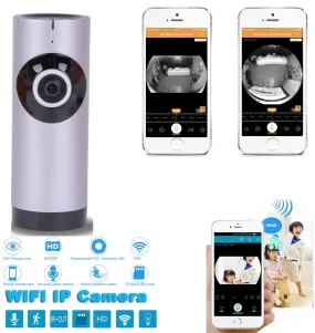 Panoramic View Home Security Camera Clever WiFi Monitor For iPhones Android (White)