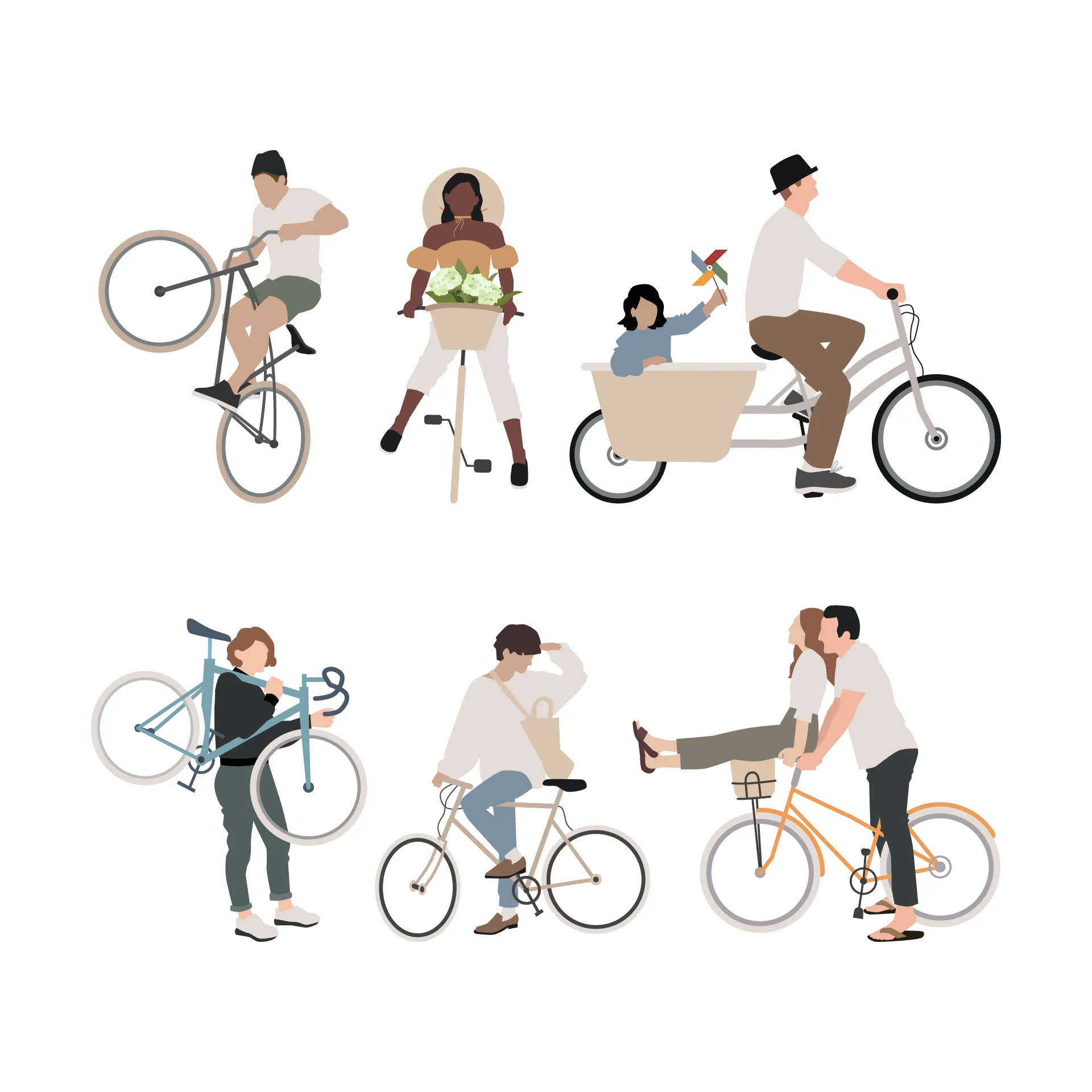 People On Bicycles Cutout Pack